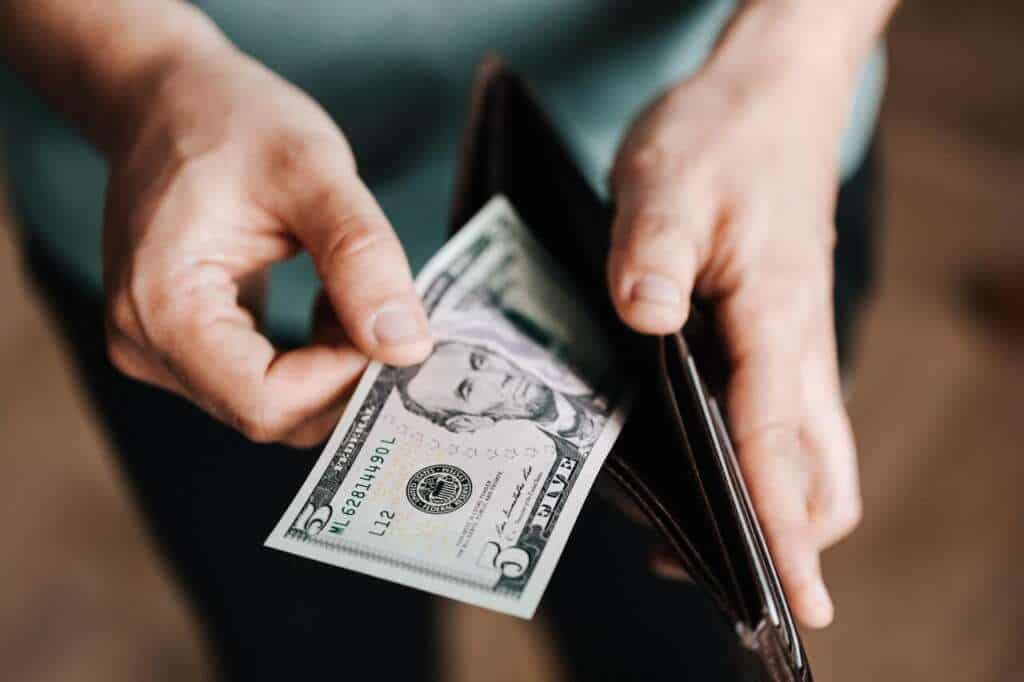 Person holding wallet with money